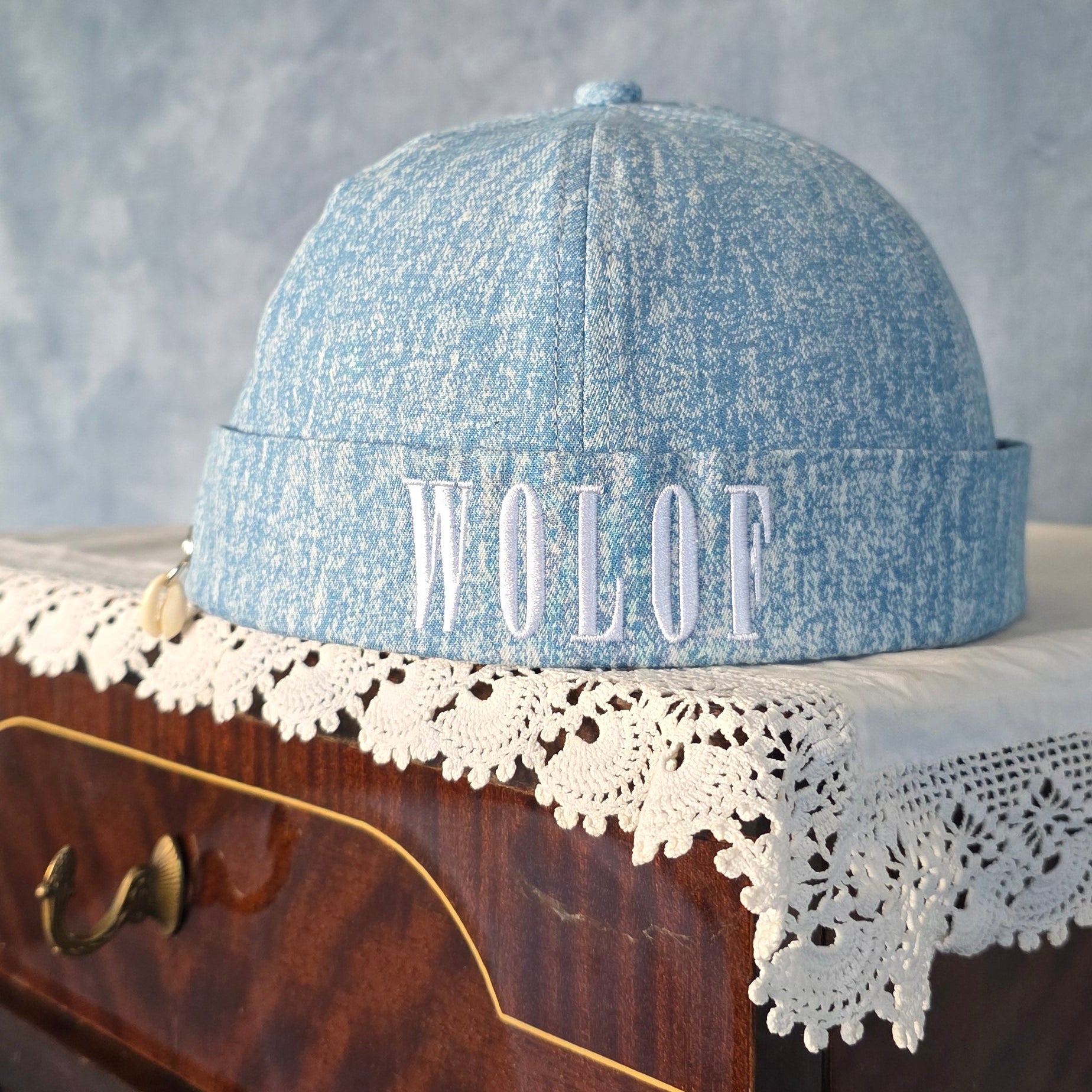 Bonnet WOLOF Print Denim - Intérieur Satin